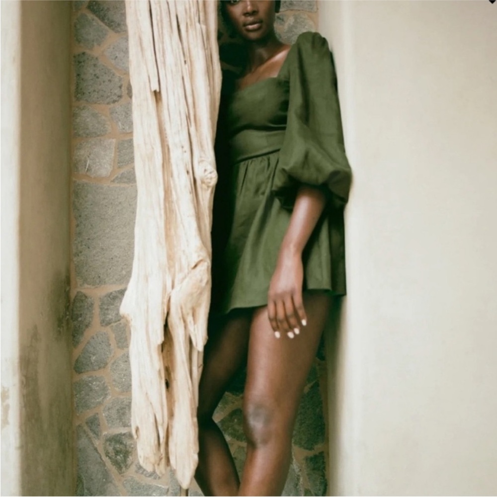 Reformation Brodie Linen Dress Size 8 Green